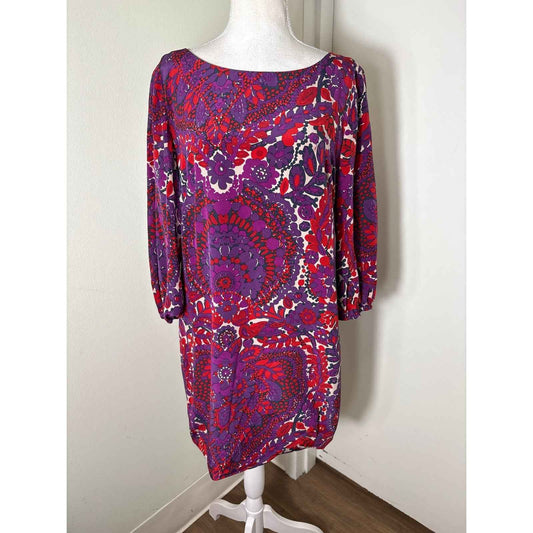 Trina Turk Red and Purple Print Mini Dress Sz 6