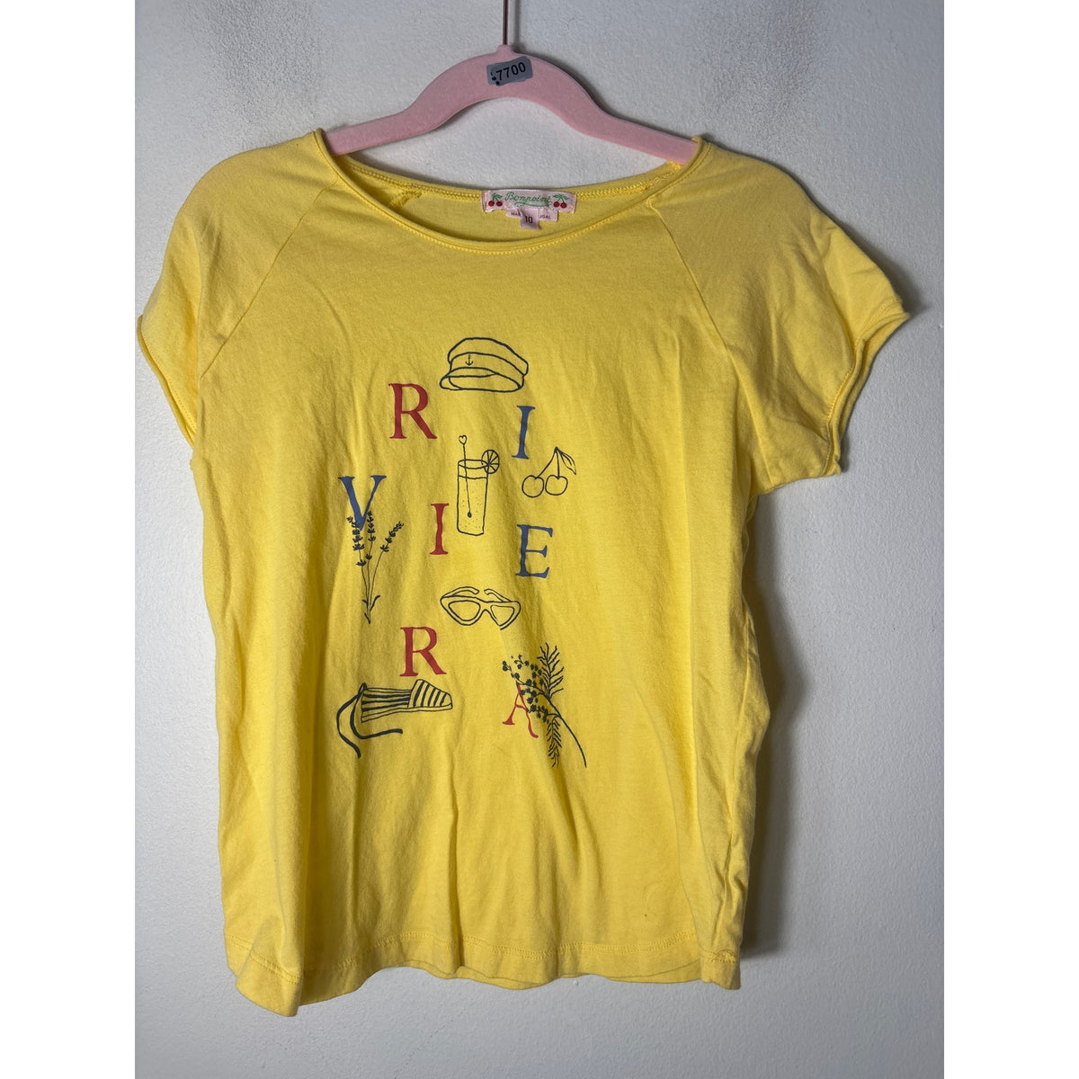 Girls Bonpoint Yellow Riviera Cap Sleeve Cotton T-Shirt Sz 10