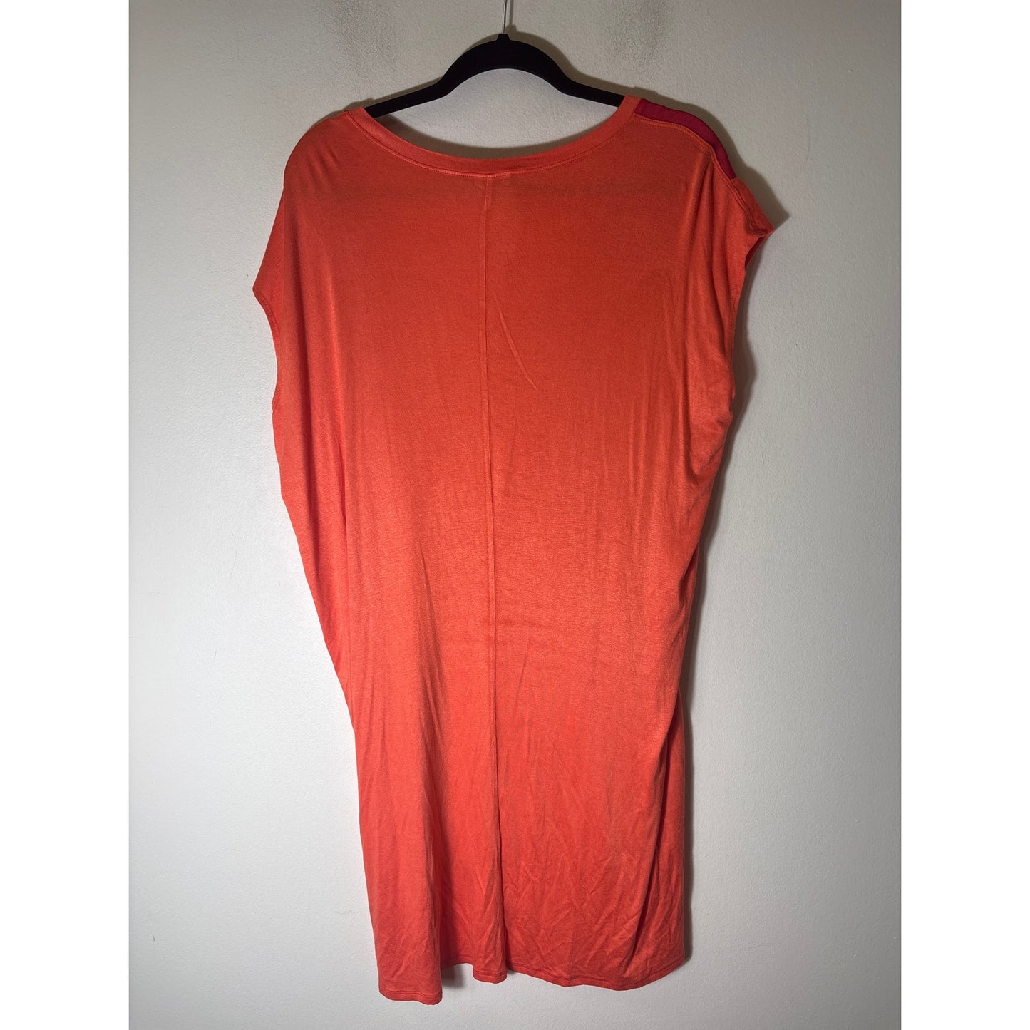 Glam Red Orange Mixed Media Colorblock Shift Dress Sz M