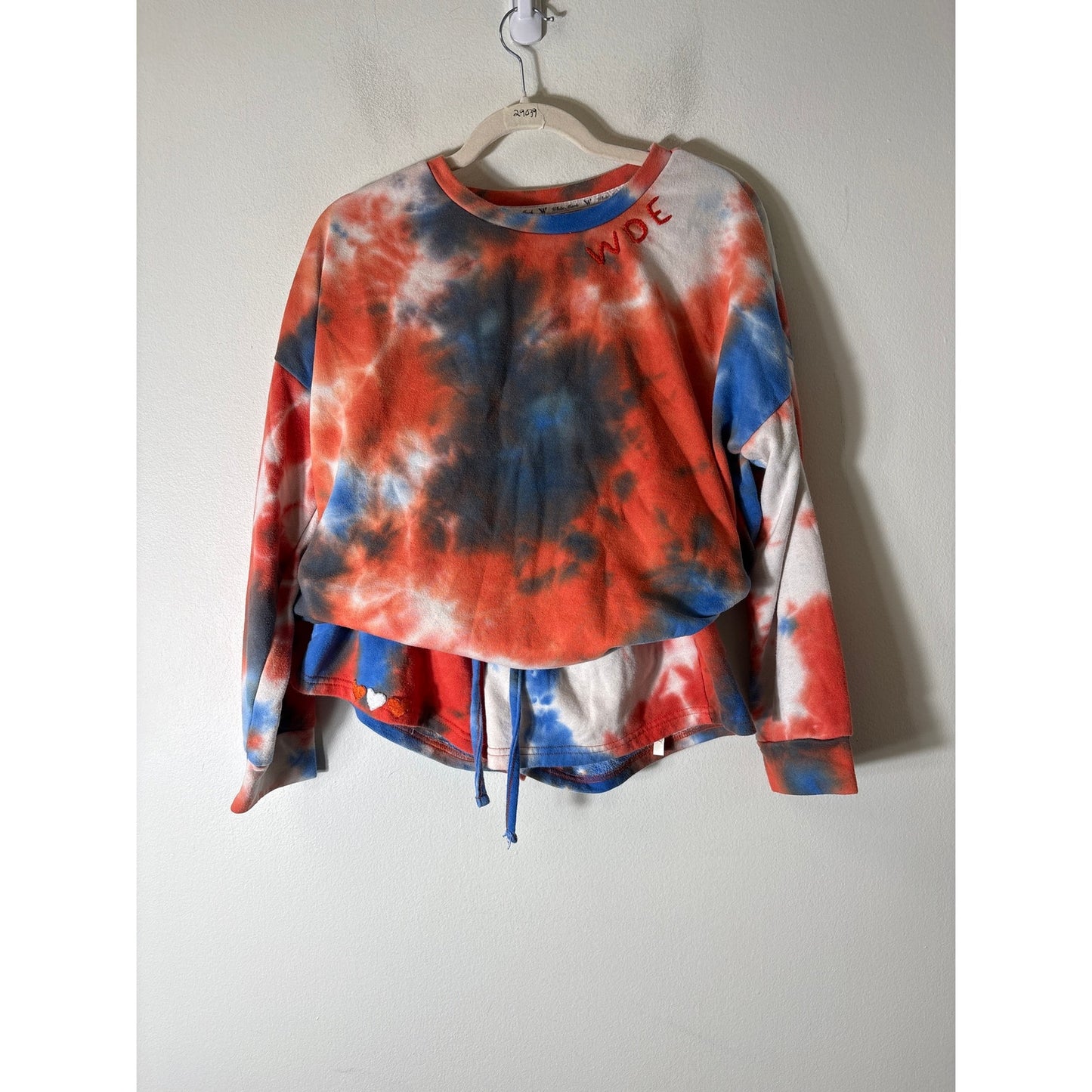 WDE Orange and Blue Tie Dye Sweatshirt Set Sz S