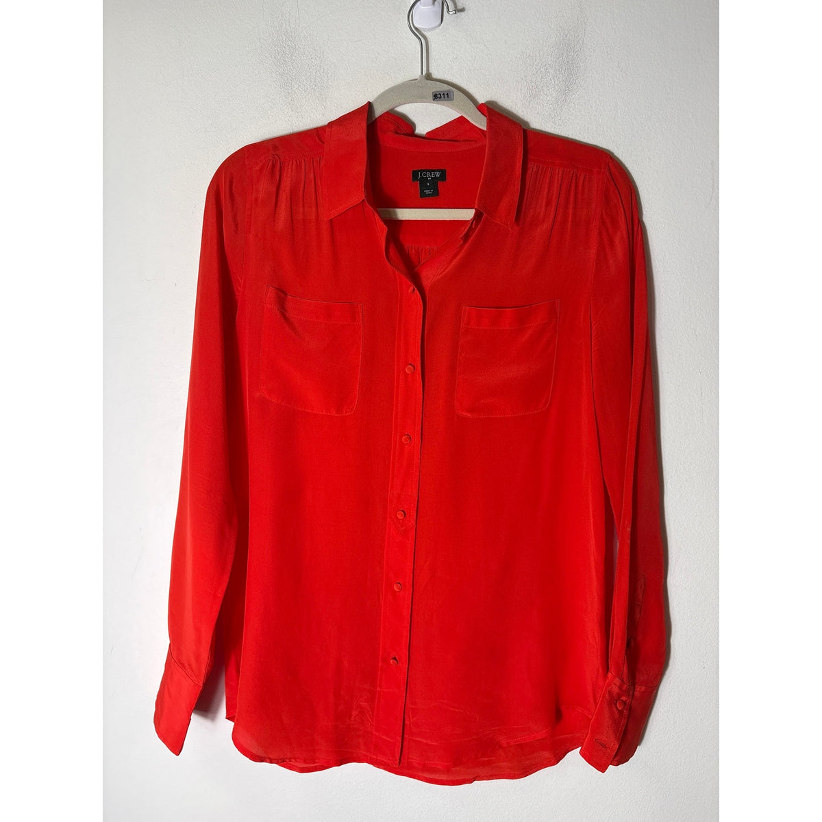 J. Crew Orange Double Front Pocket Blouse Sz S
