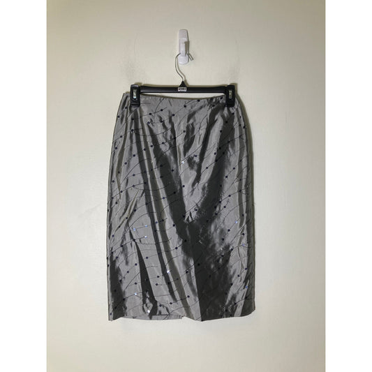 Emma Black Silver Midi Pencil Skirt with Sequin Detailing Sz 6