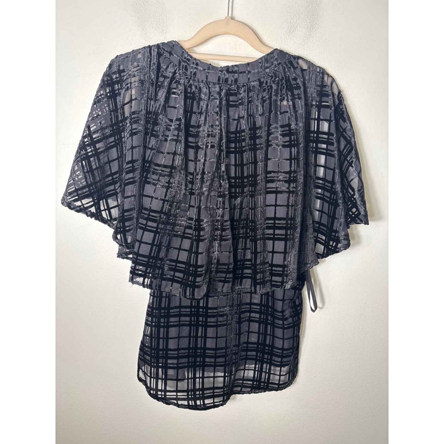 Corey Lynn Calter Velvet Sheer Cape Top sz S