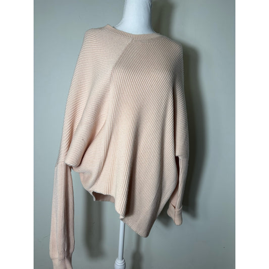 Stella McCartney Blush Ribbed Asymmetrical Long Sleeve Sweater Sz 46