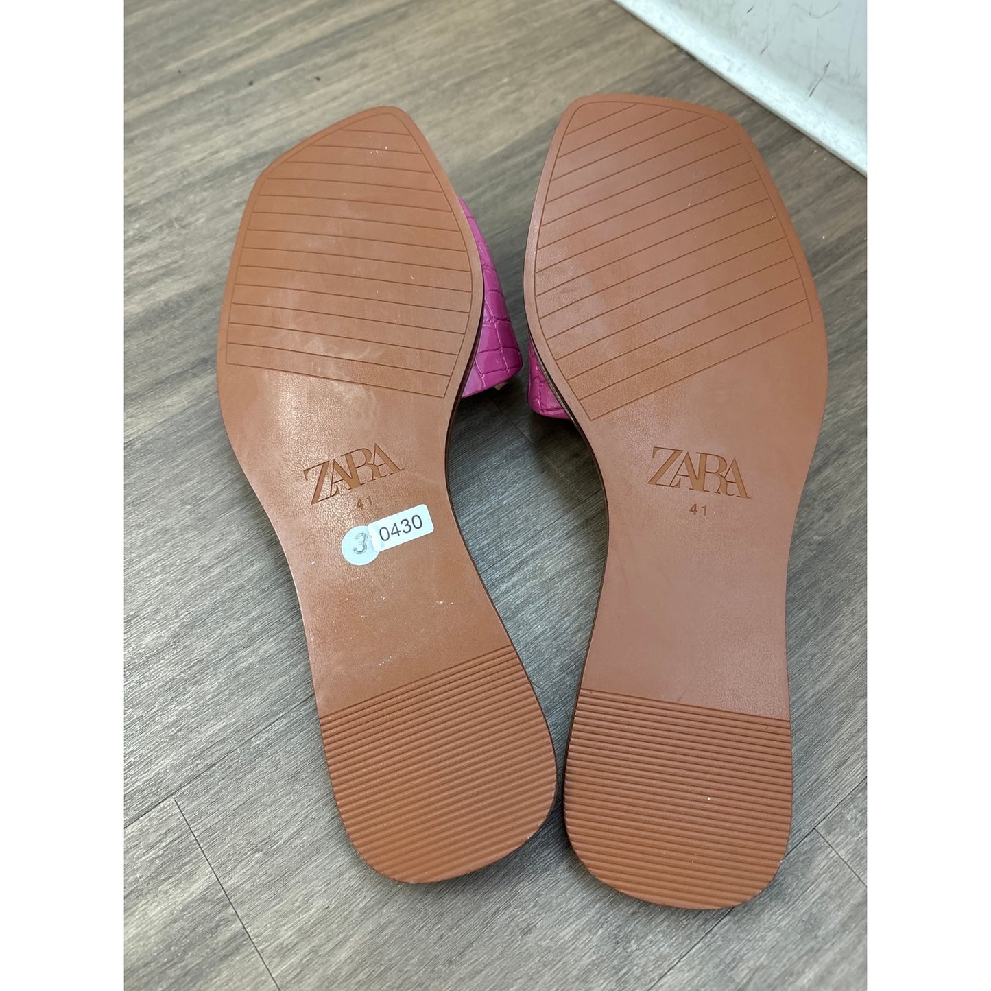 Zara Pink Faux Croc Slides Sz 10.5 (41)