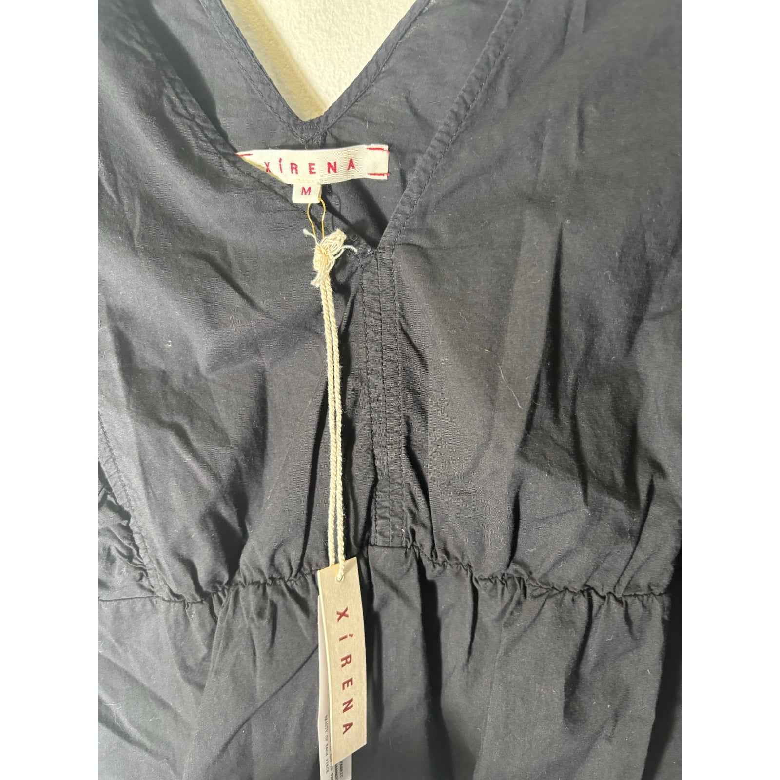 NWT Xirena Black Flutter Sleeve Cotton V-Neck Top Sz M