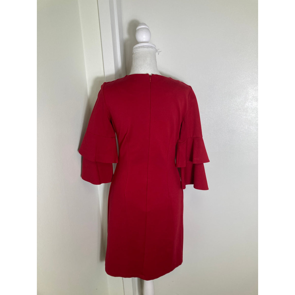 J. McLaughlin True Red 3/4 Layered Sleeve Knee Length Dress Sz XS
