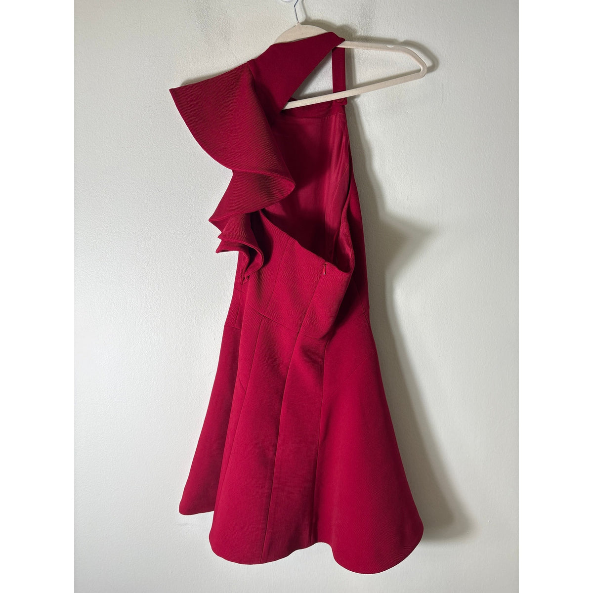 C/MEO Collective Red Halter One Shoulder Cocktail Dress Sz S