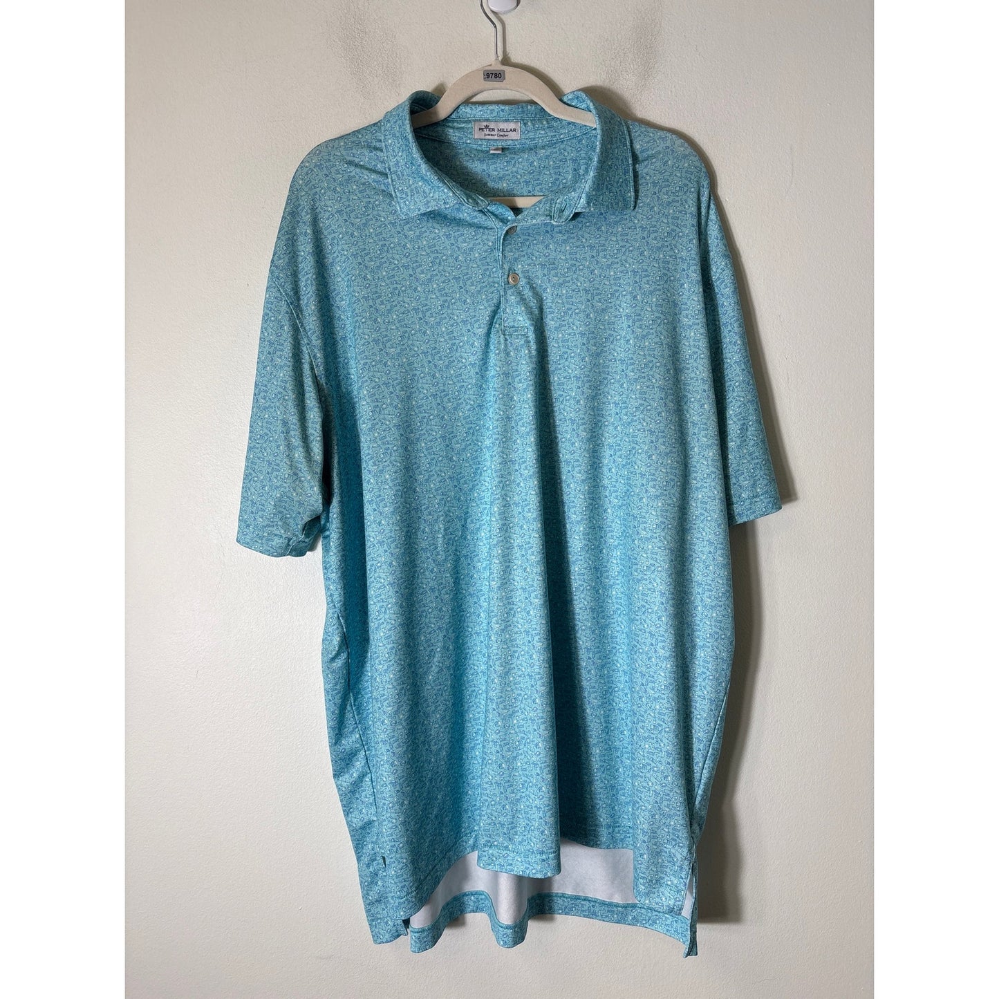 Mens Peter Millar Teal and Blue Summer Comfort Polo Sz XL