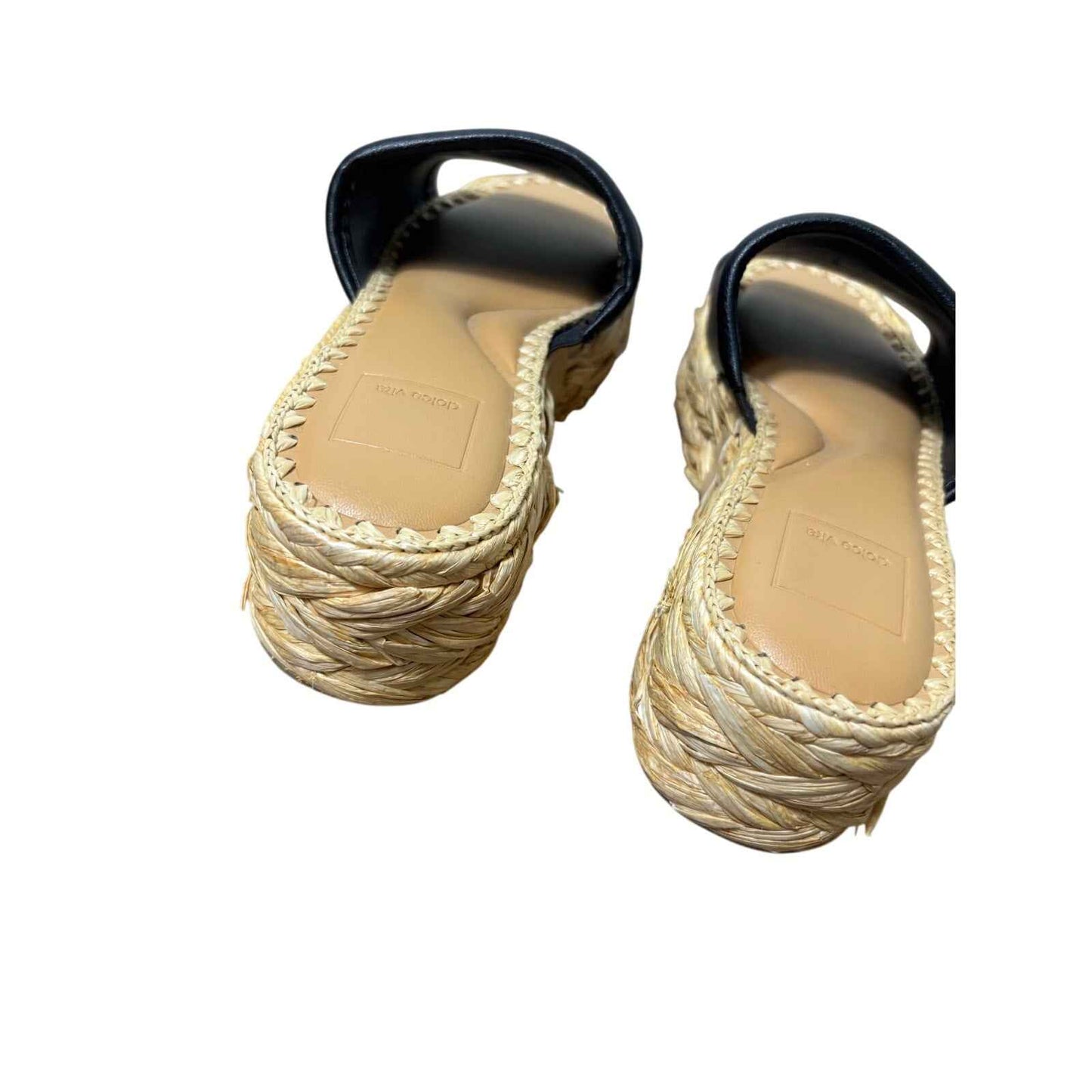 Dolce Vita Black Leather Rafia Slide Sz 8