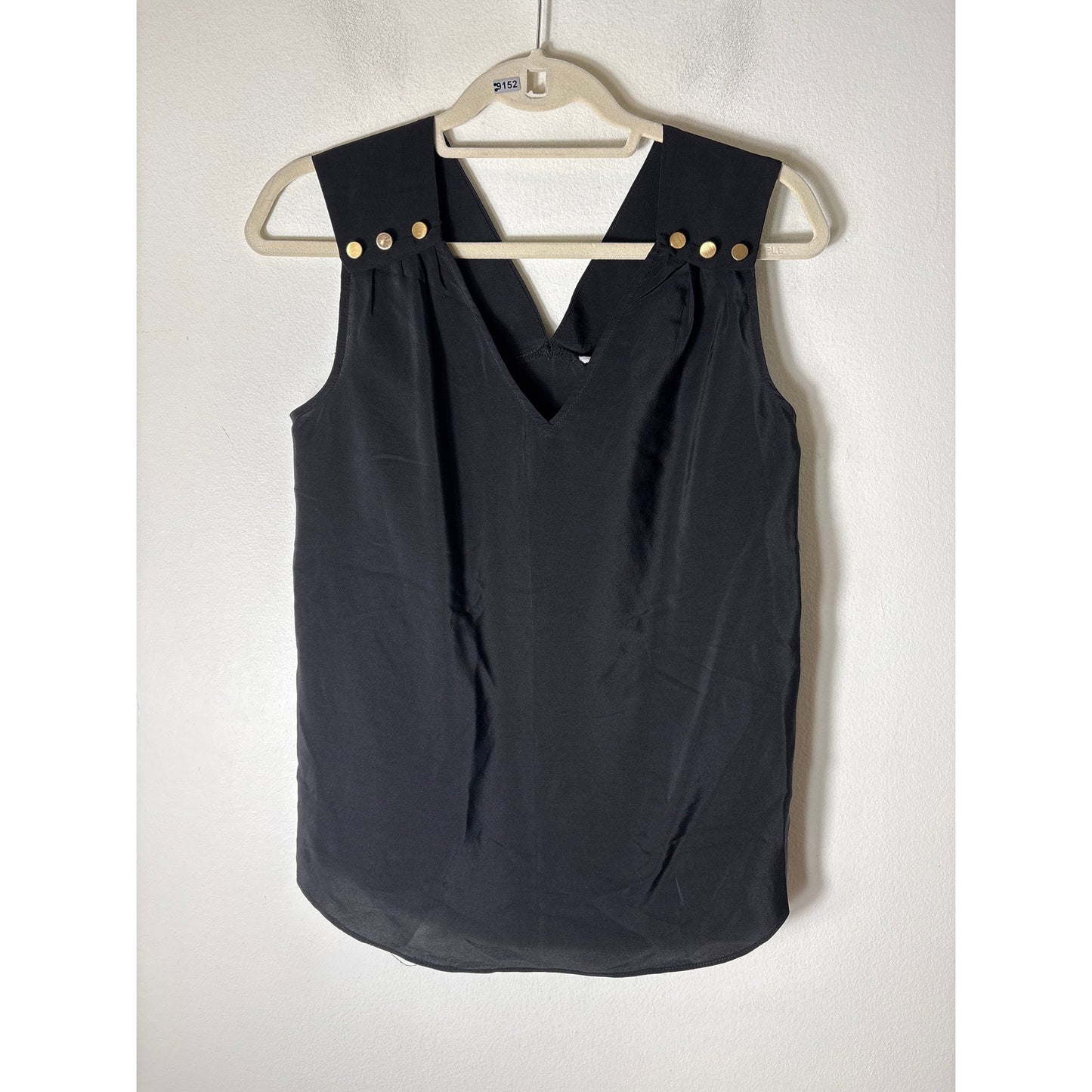 Amanda Uprichard Black Sleeveless Silk V Neck Top Sz S