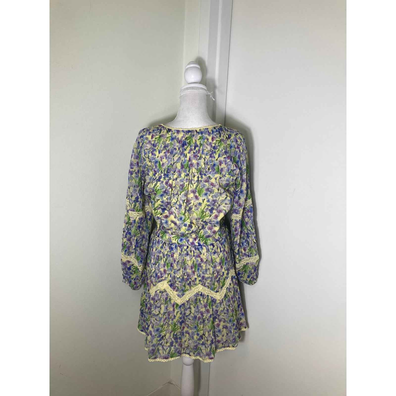 Allison Yellow Floral Mini Dress Sz S