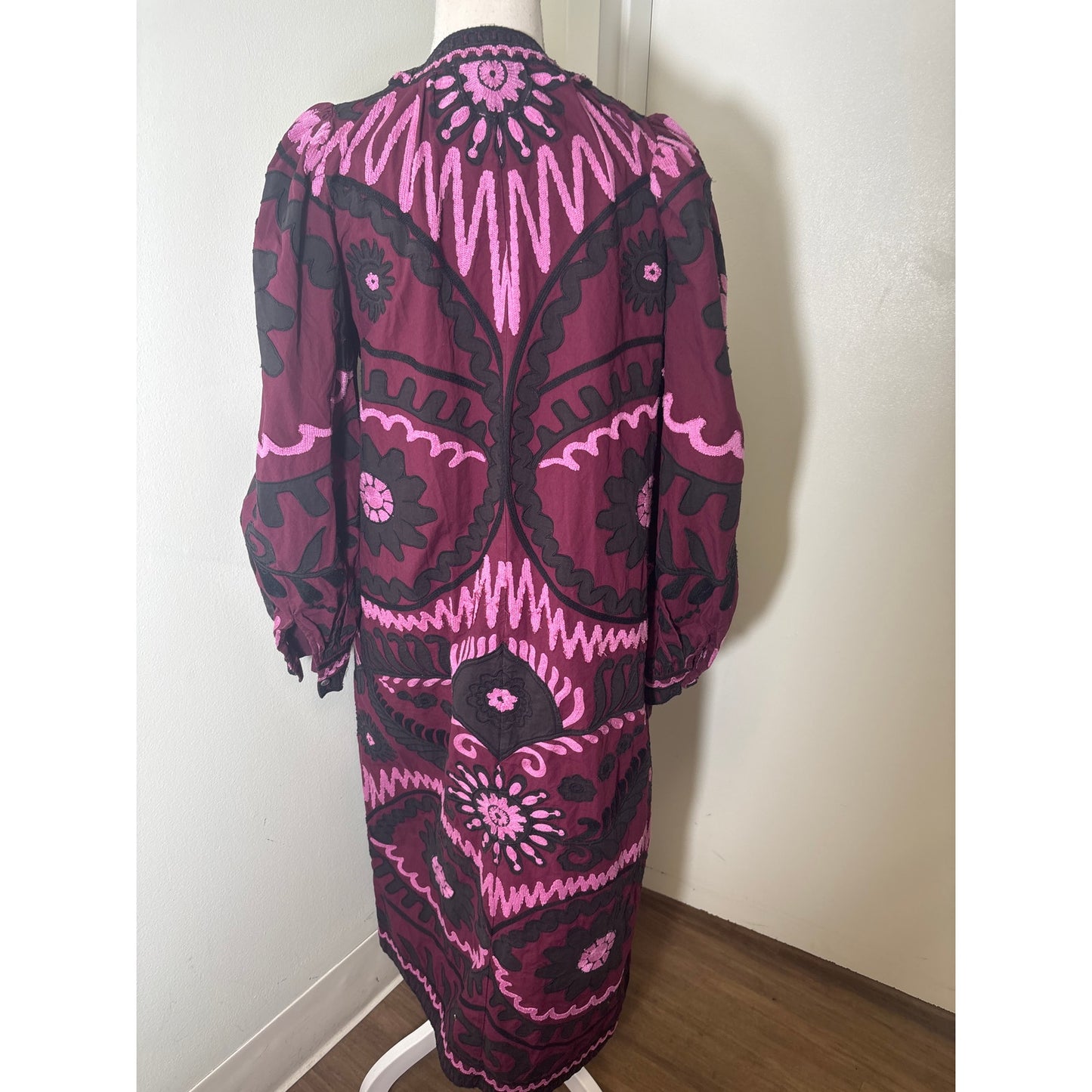 Sea Eggplant Embroidered Maxi Dress Sz L