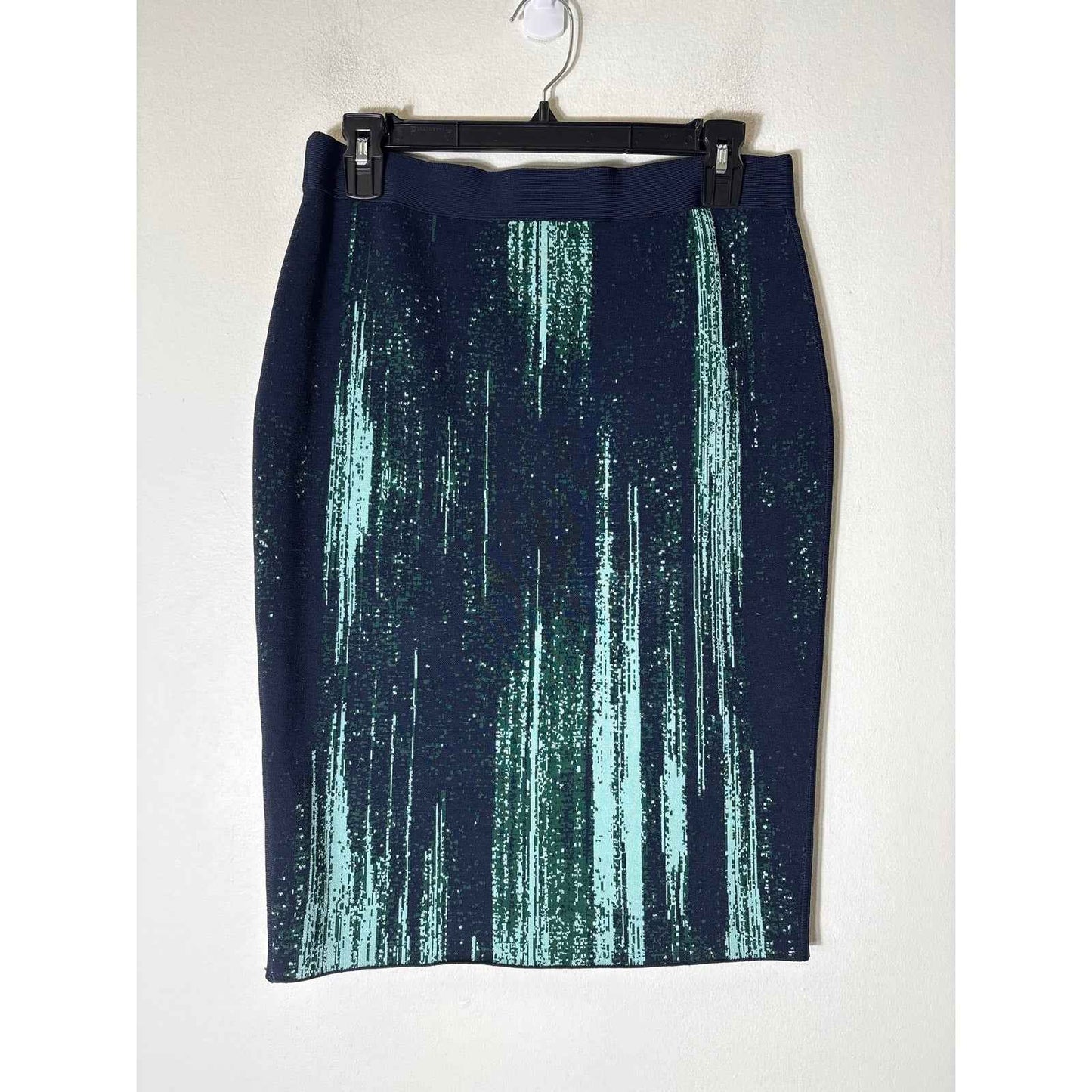 Carlisle Navy,Green&Mint Print Knit Pencil SKirt Sz S