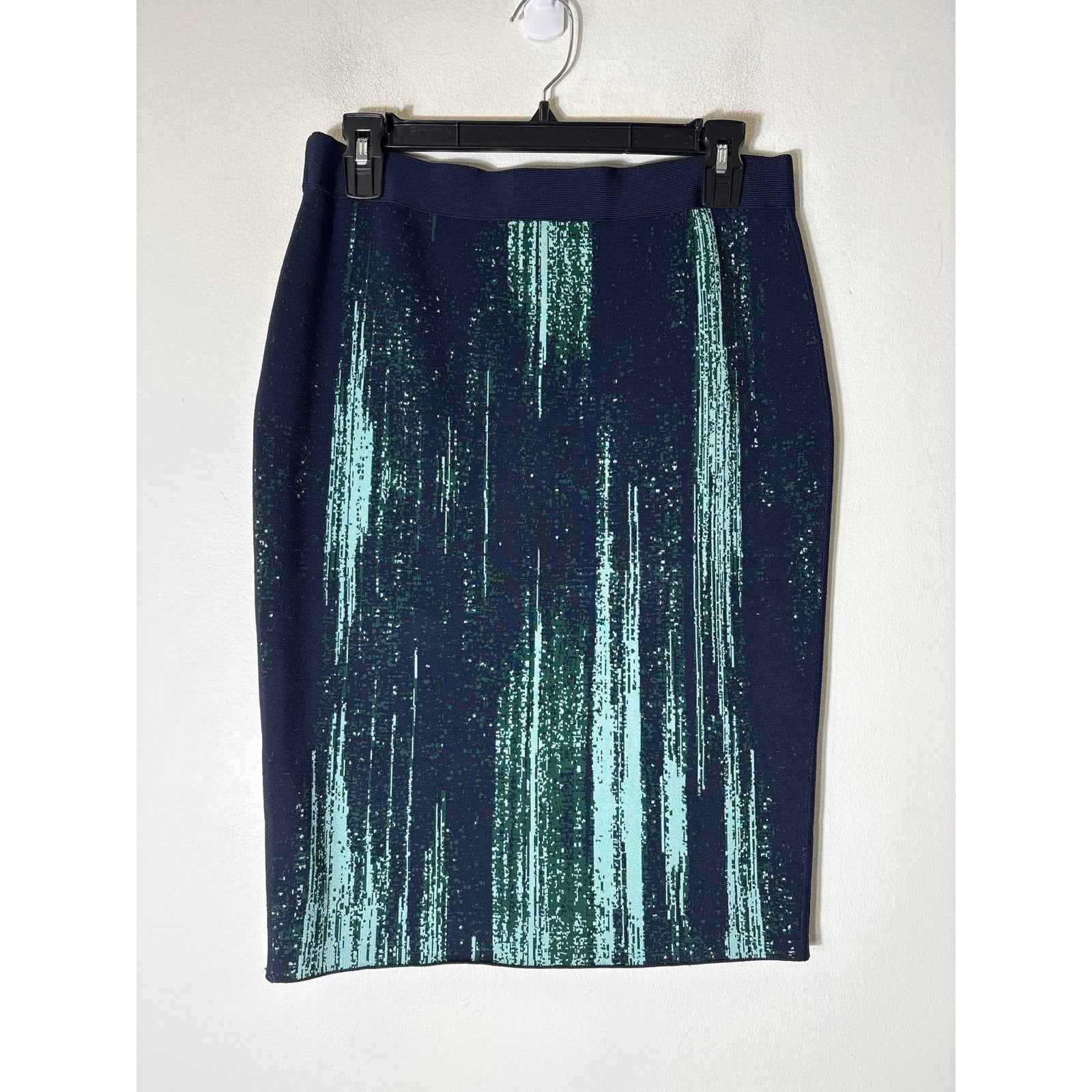 Carlisle Navy,Green&Mint Print Knit Pencil SKirt Sz S