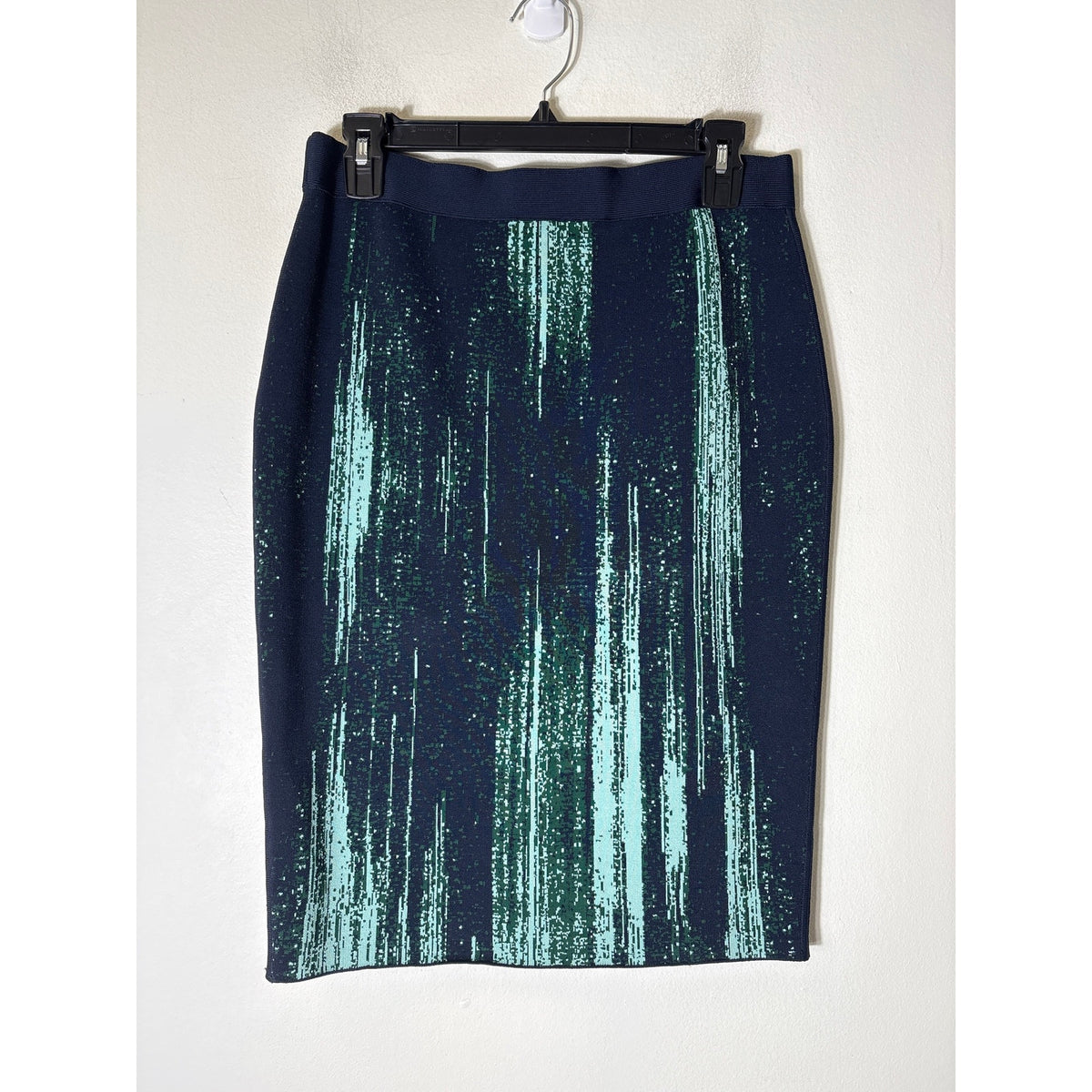 Carlisle Navy,Green&Mint Print Knit Pencil SKirt Sz S