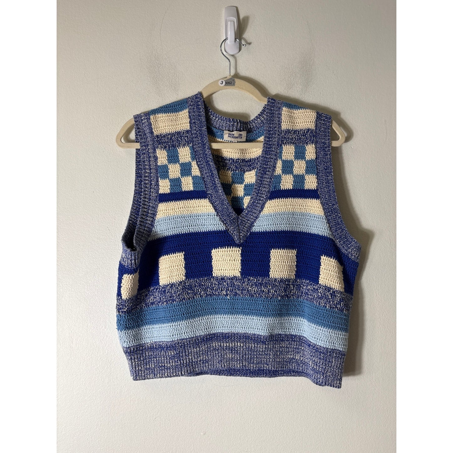 Baum Und Pferdgarten Blue Sleeveless Cotton Knit Sweater Sz L