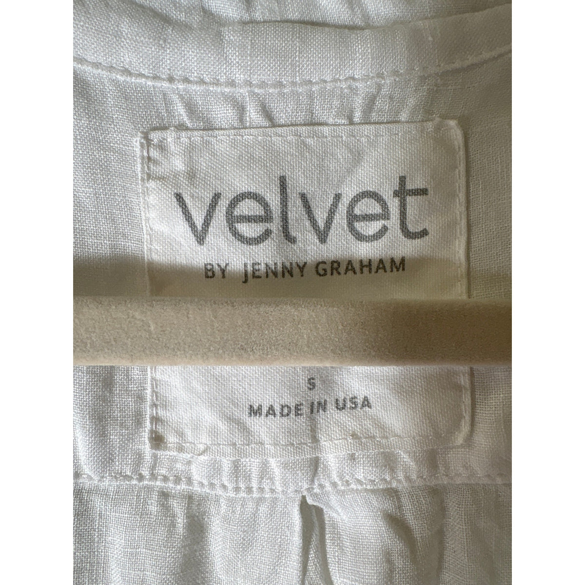 Velvet White Linen Button Up Shirt Sz S