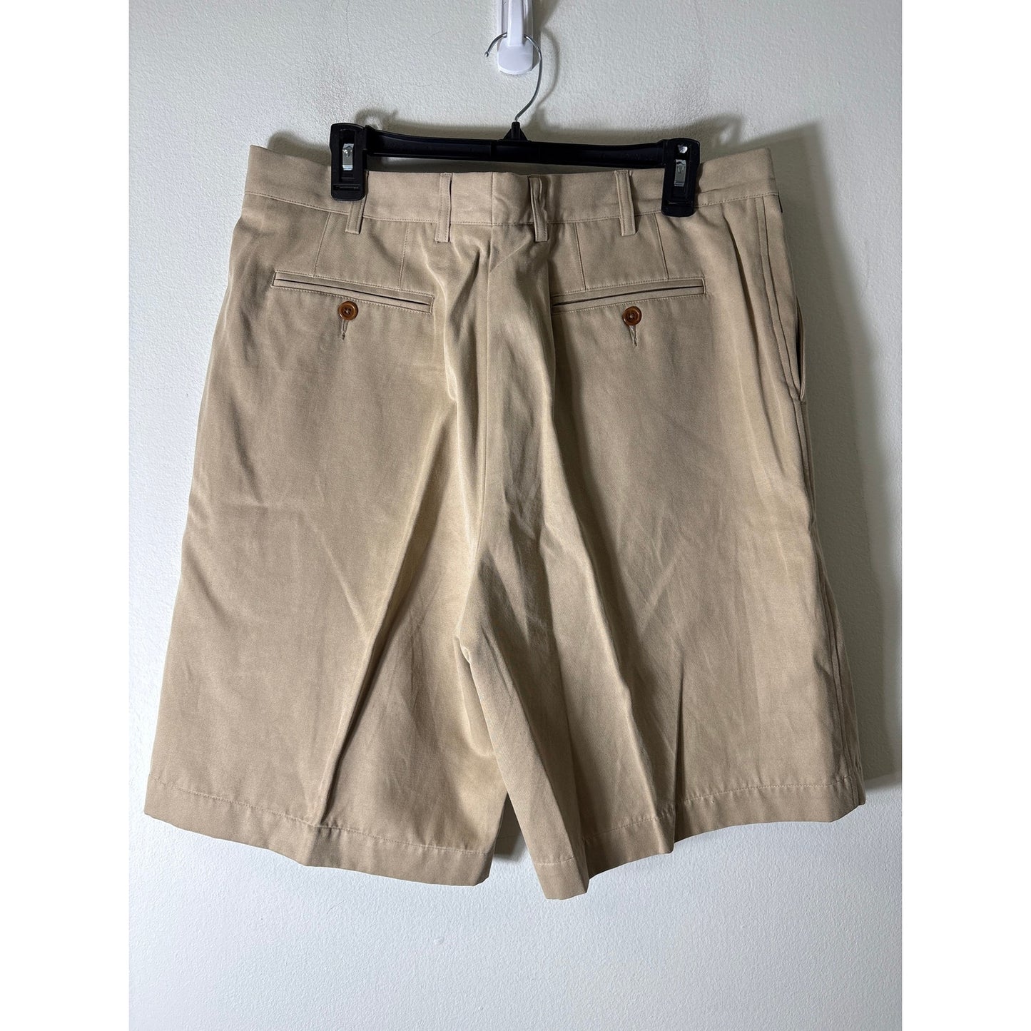 Mens Scott Barker Khaki Flat Front Shorts Sz 36