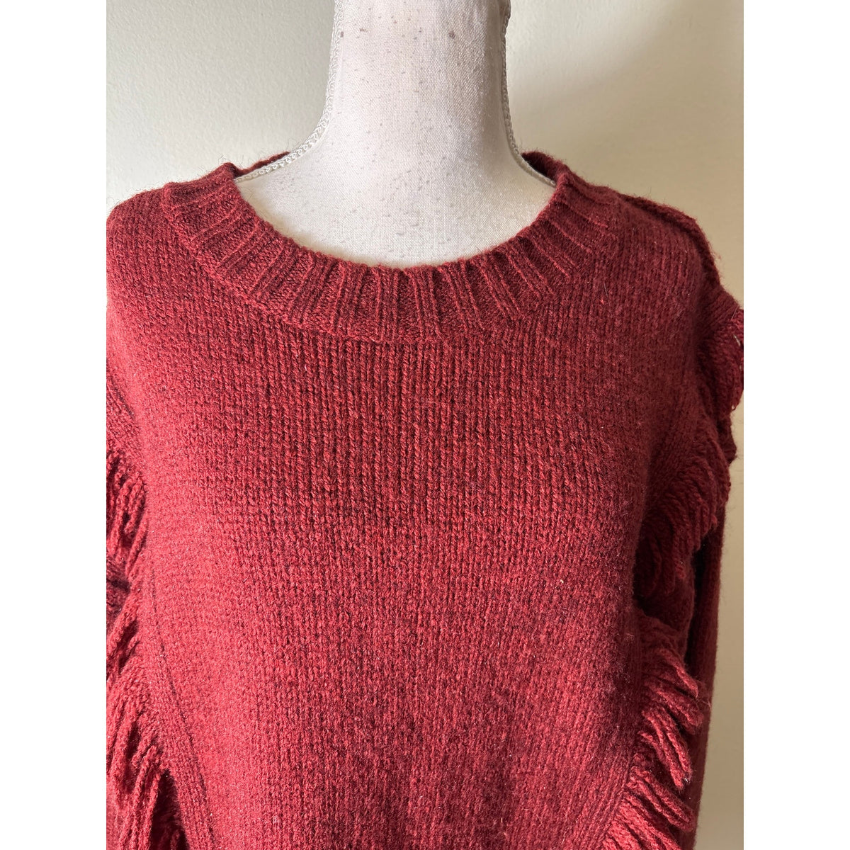 Rebecca Minkoff Rust Fringed Sweater Sz M