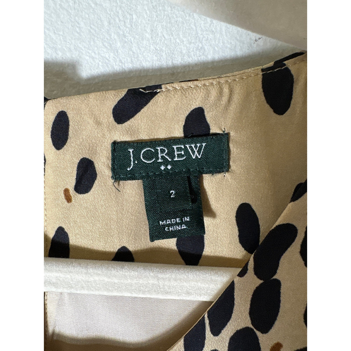 J. Crew Tan and Black Long Sleeve Knee Length Front Pocket Dress Sz 2