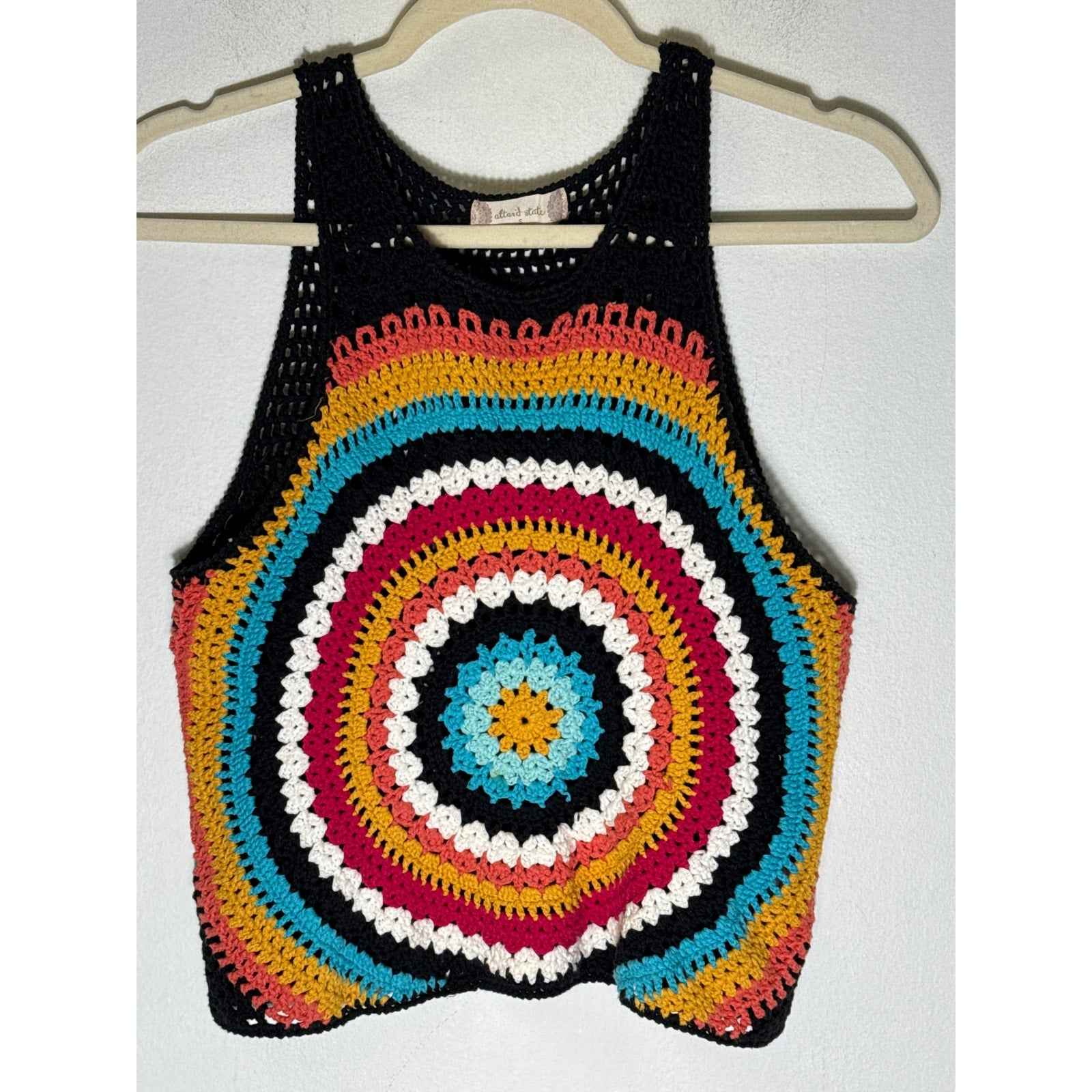Alter'd State Black Sleeveless Crocheted Tank Top Sz S