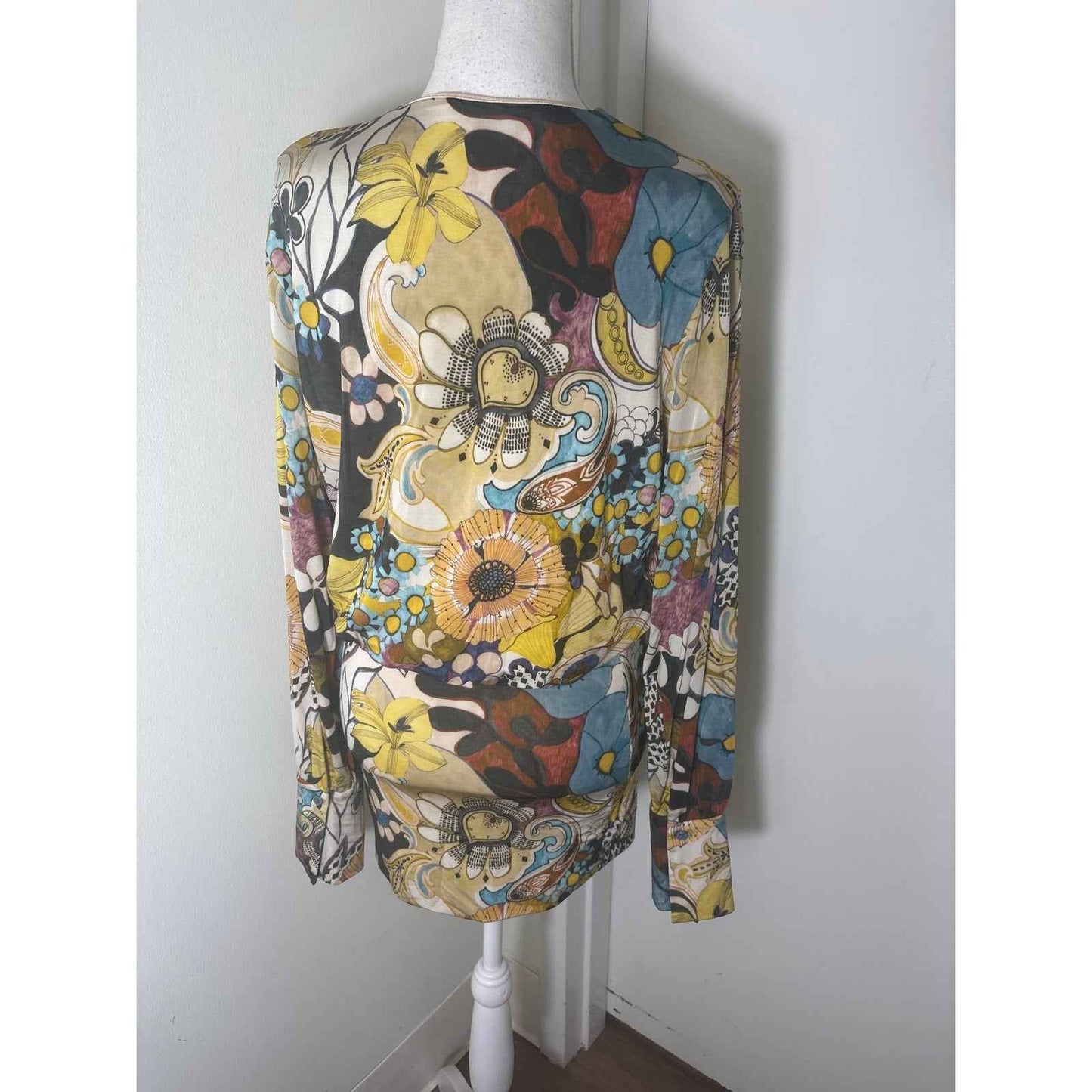 Alexis Multicolor Long Sleeve Blouson Knee Length Dress Sz XS