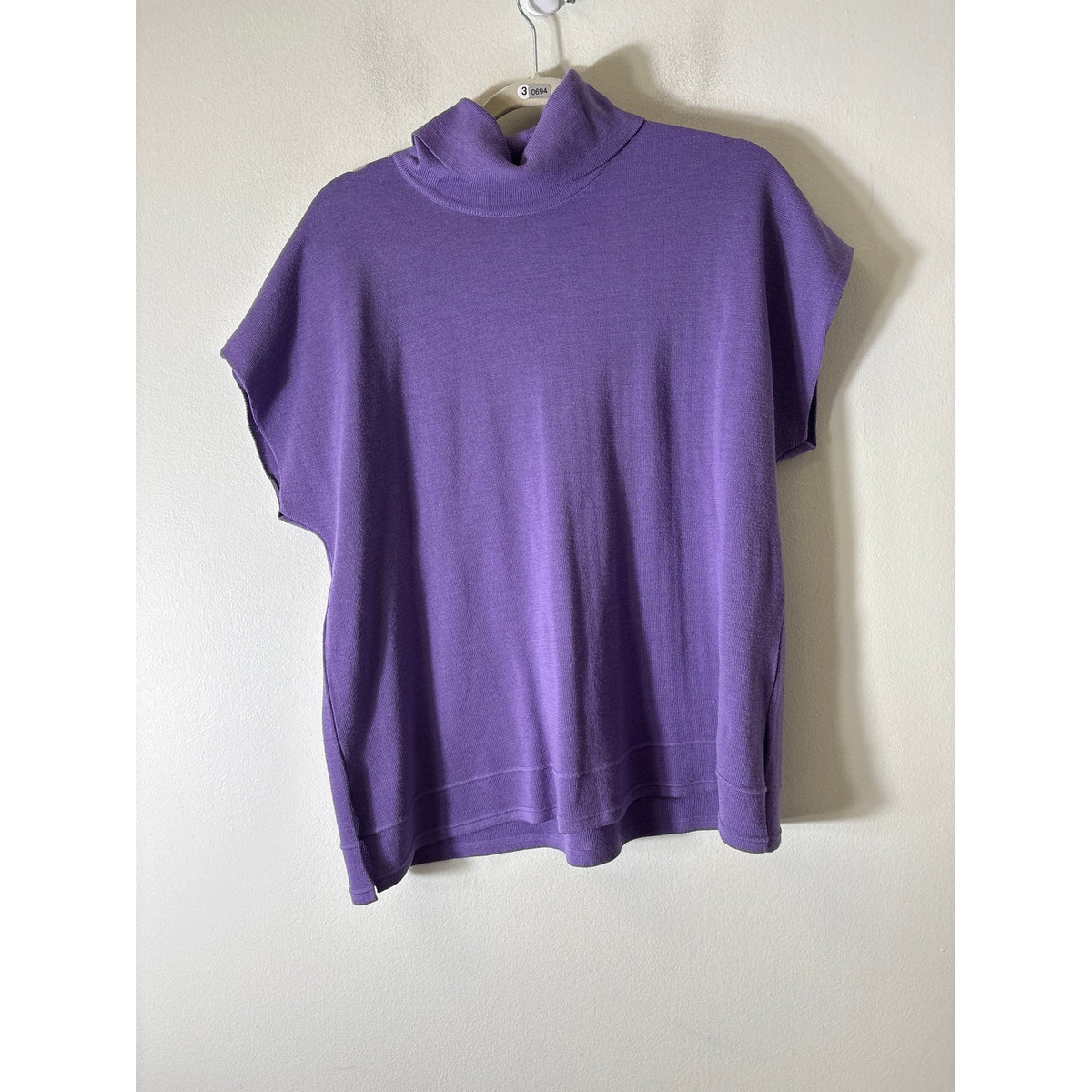 Kris Fashion Purple Cap Sleeve Turtleneck Sweater Sz S