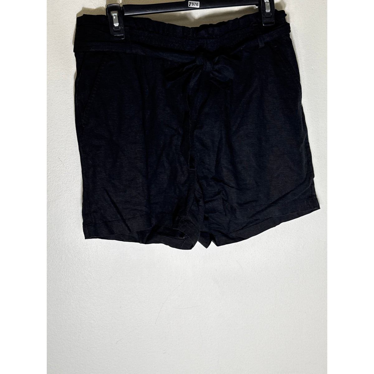 NWT J. Crew Black Elastic Waist Linen Blend Shorts Sz M