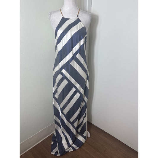 Trina Turk White and Blue Stripe Sleeveless Maxi Dress Sz 10