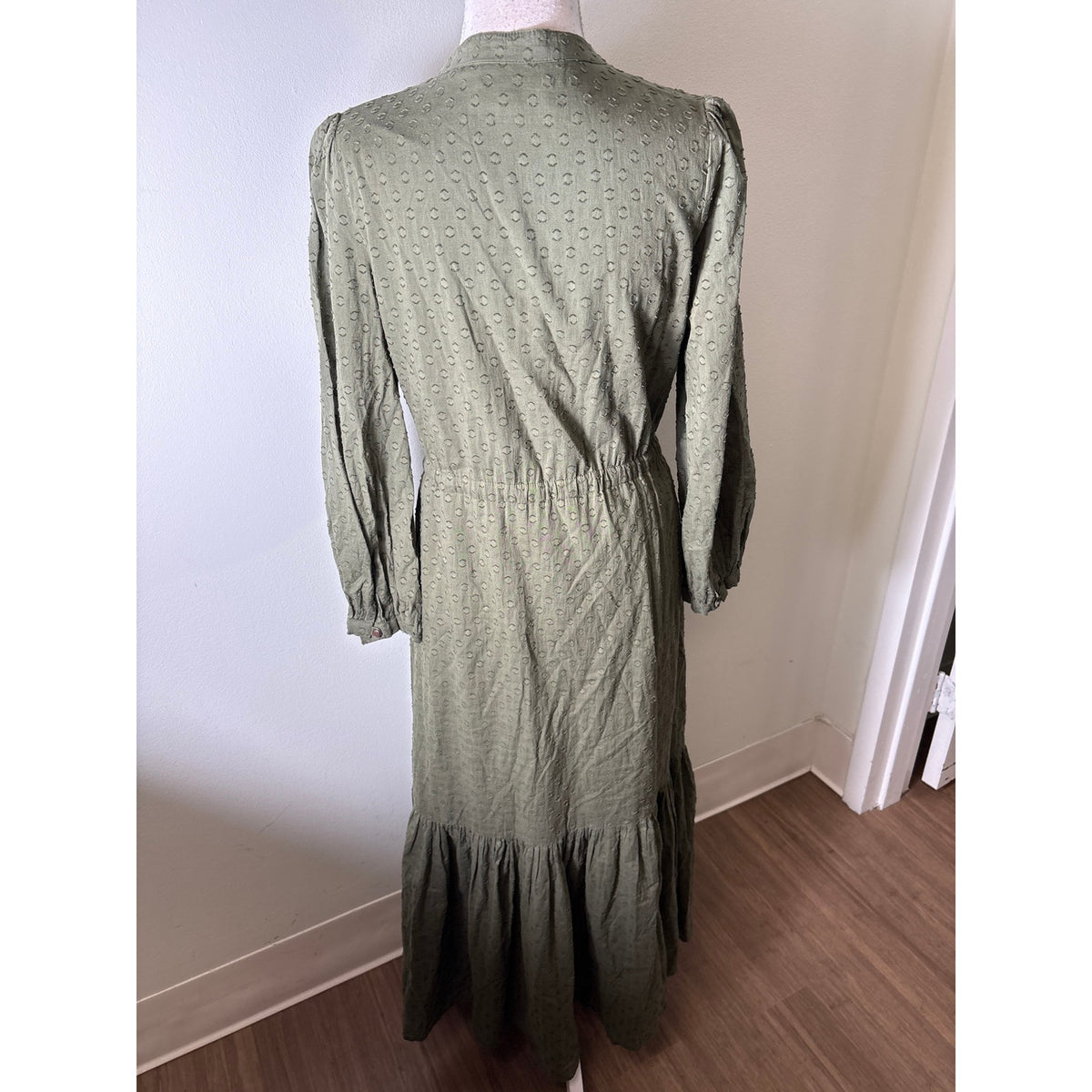 Emerson Fry / India Collection Olive Green Dot Maxi Dress Sz S