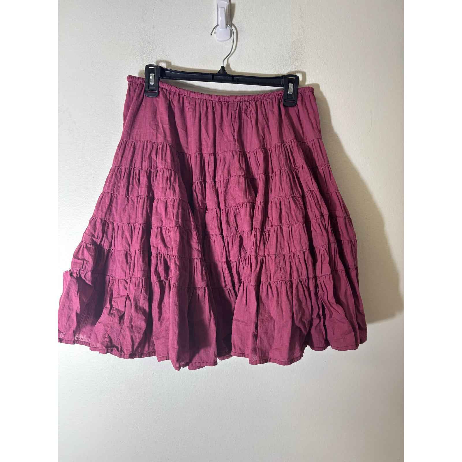 Free People Mauve Drawstring Tiered Mini Skirt Sz L