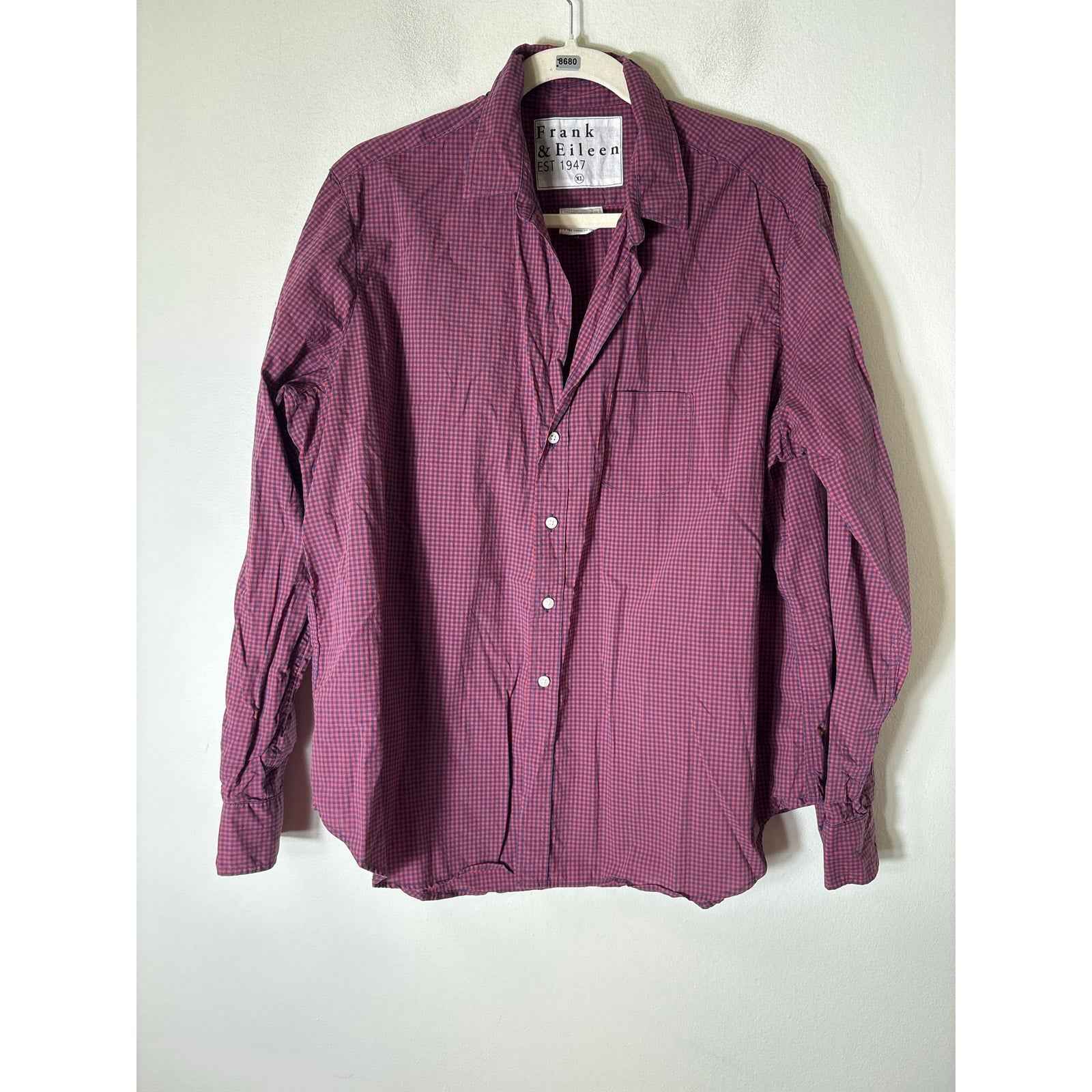Frank & Eileen Blue and Red Check Long Sleeve Button Up Shirt Sz XL