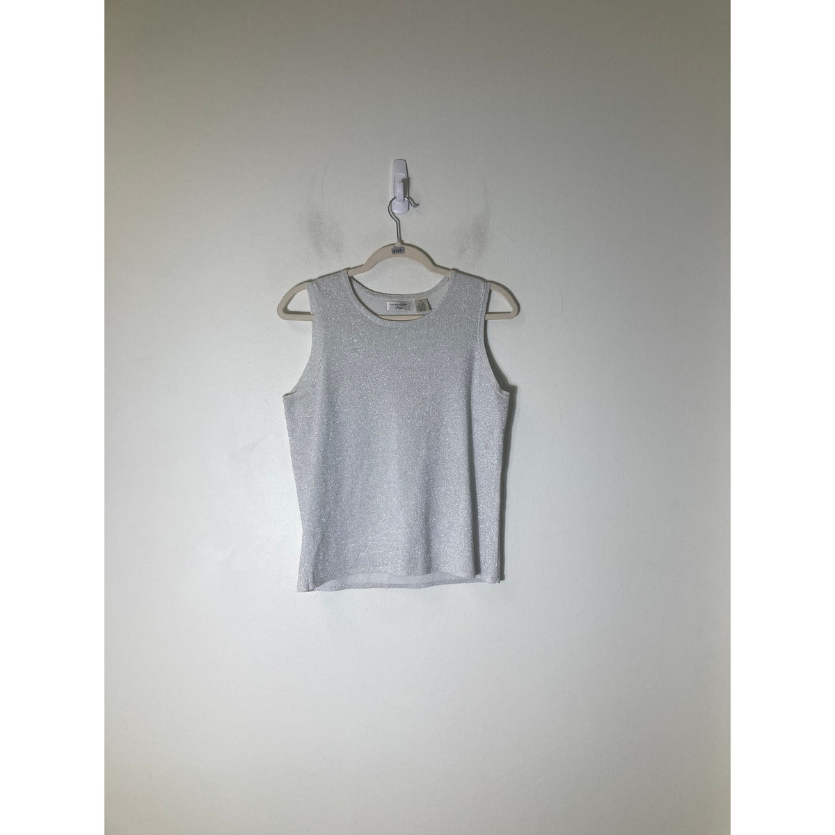 Laura Ashley Silver Shimmery Sleeveless Shirt Sz M Petite