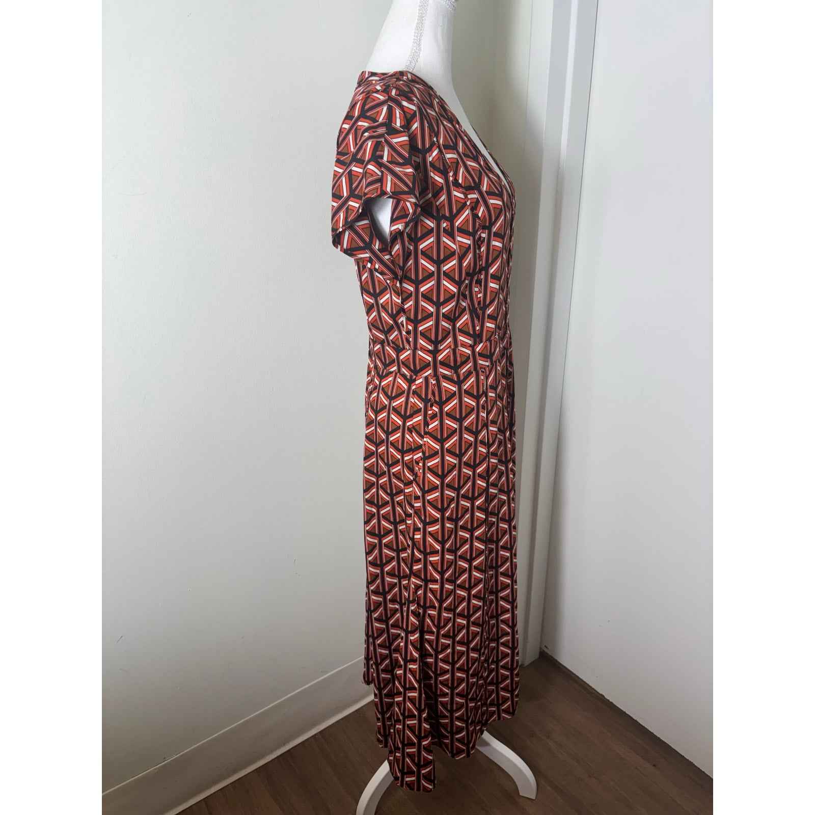 Diane Von Furstenberg Orange Geometric Maxi Dress Sz s