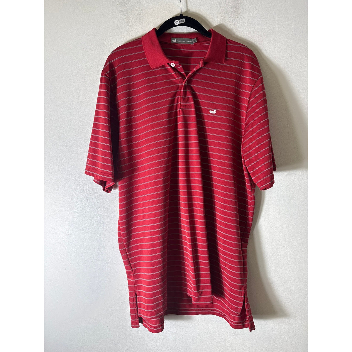 Men's Southern Marsh Red and Black Stripe Golf Shirt Sz L
