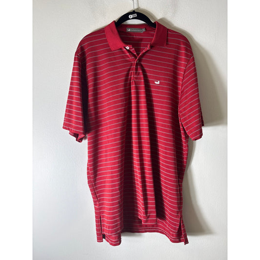 Men's Southern Marsh Red and Black Stripe Golf Shirt Sz L