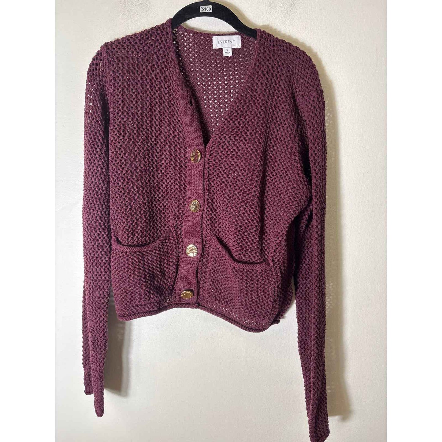 Evereve Burgandy Knit Cardigan sz S