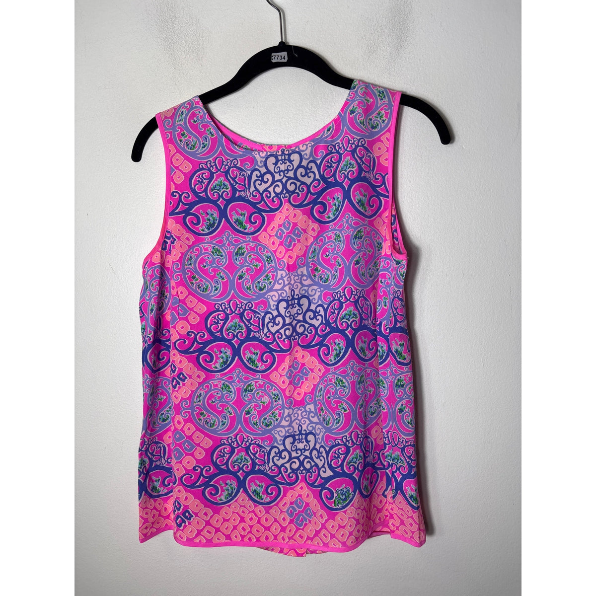 Lilly Pullitzer Silk Hot Pink and Lavendar Sleeveless Top Sz S