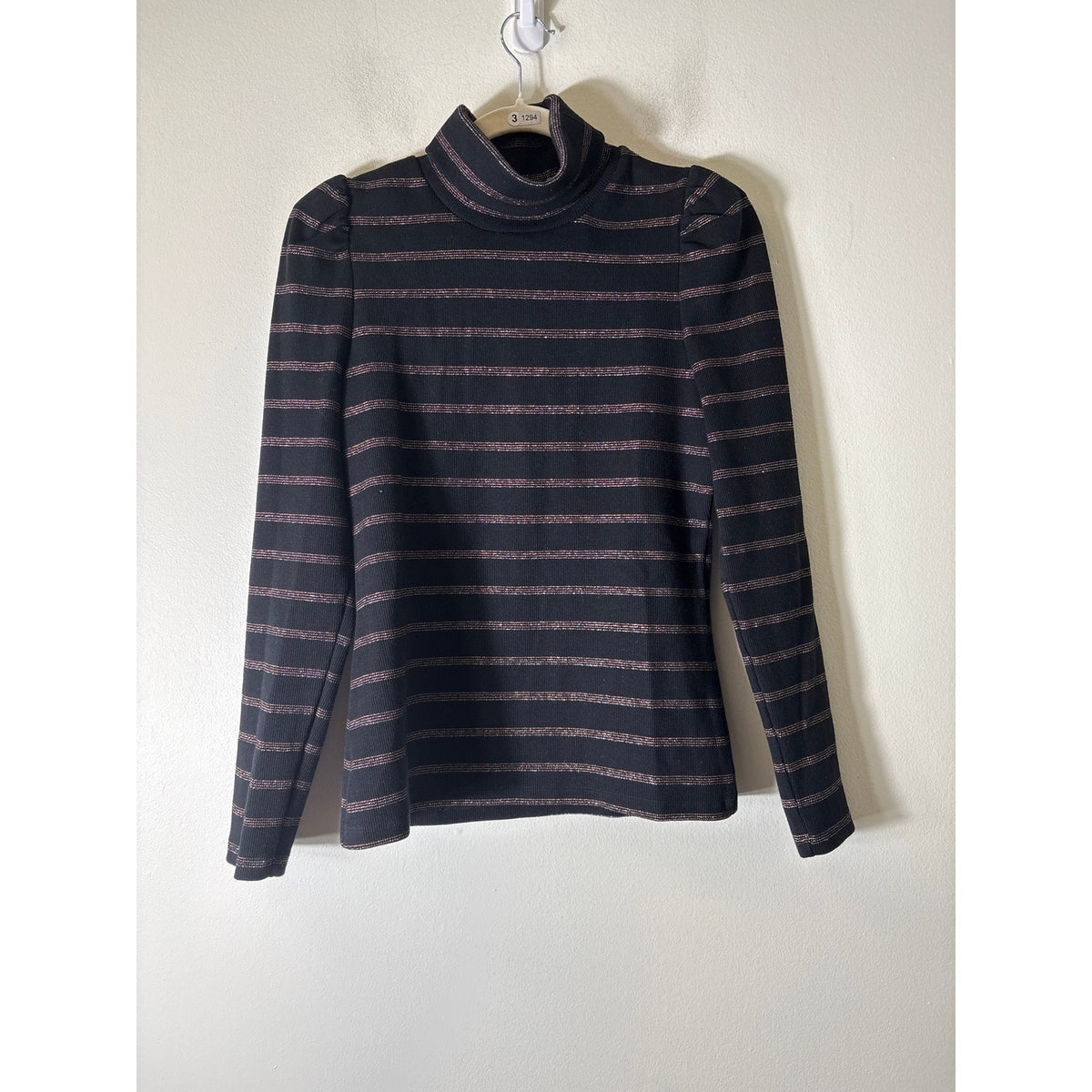 Veronica Beard Black Long Sleeve Mock Neck Top Sz M