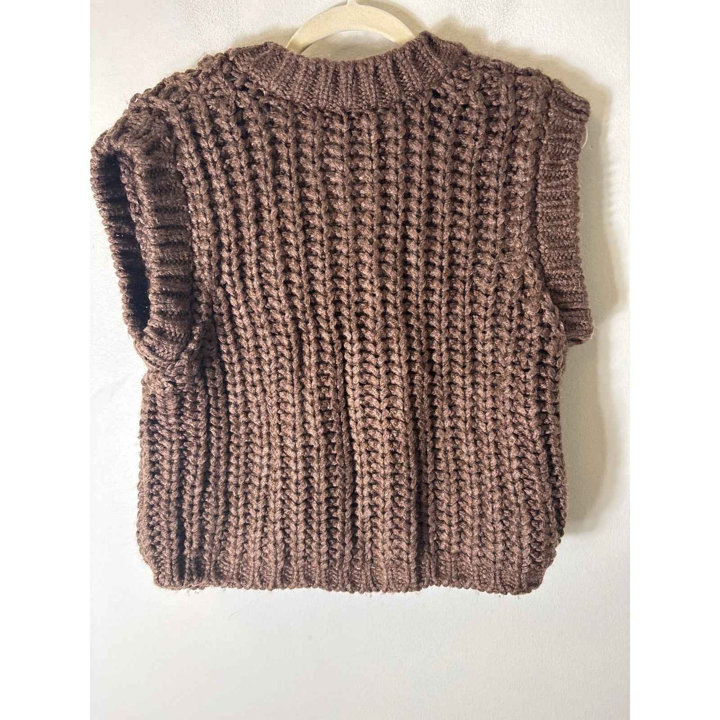 Zara Brown Large Knit Cropped Sweater Sz S
