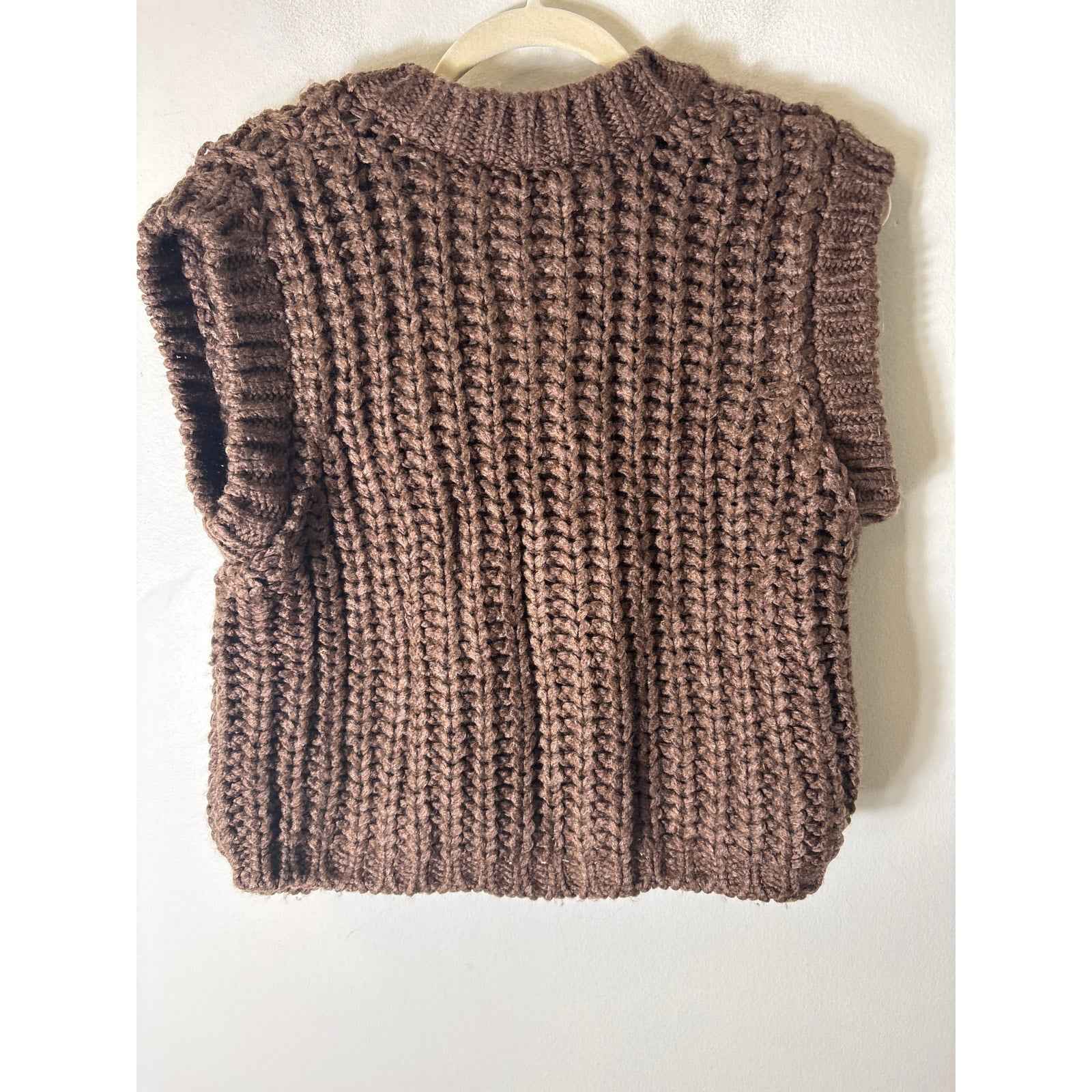 Zara Brown Large Knit Cropped Sweater Sz S