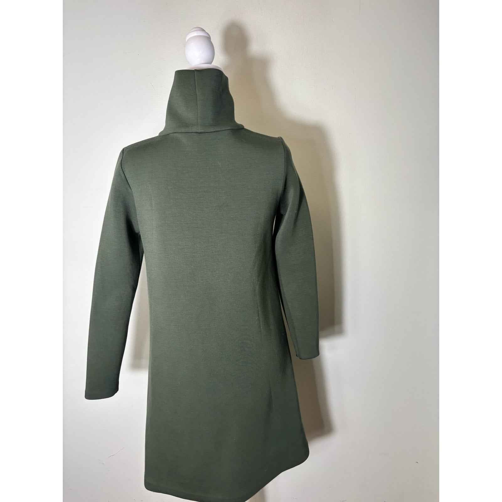 Amanda Uprichard Dark Green Long Sleeve Mock Neck Knee Length Dress Sz S