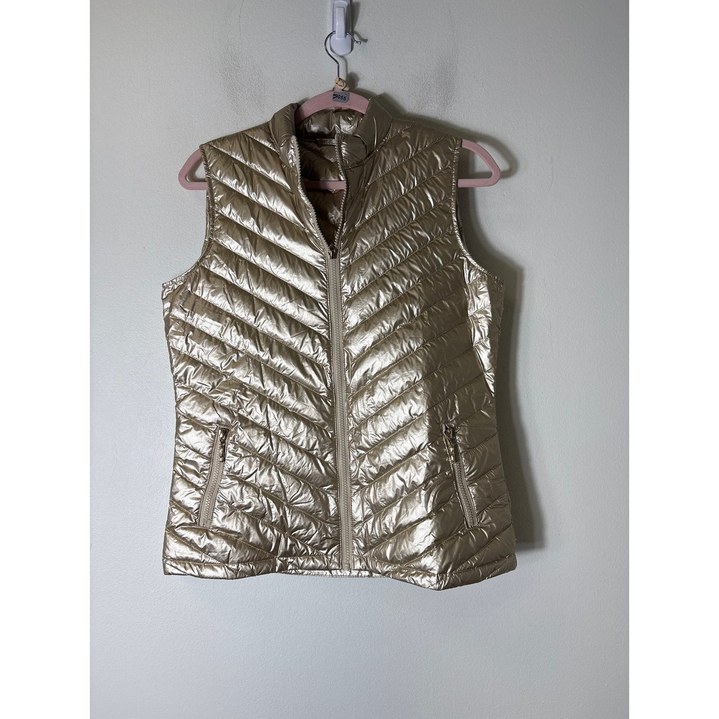 J. McLaughline Gold Metallic Puffer Vest Sz M