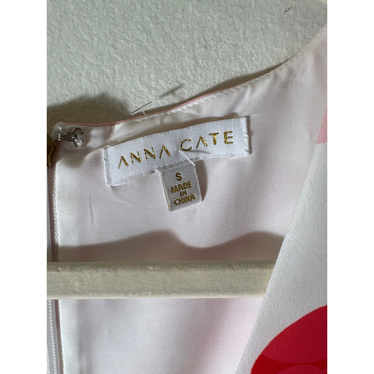 Anna Cate Pink and Red Long Open Sleeve A-Line Knee Length Dress Sz S