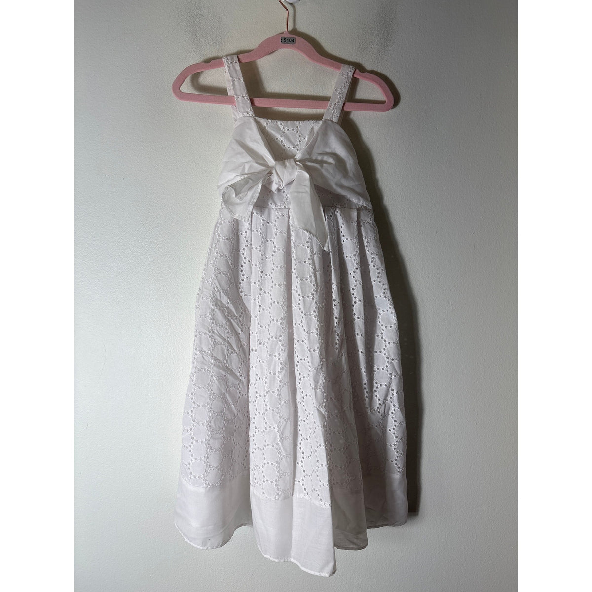 Girls Vintage Sweet HEart Rose White eyelet Dress sz 6x