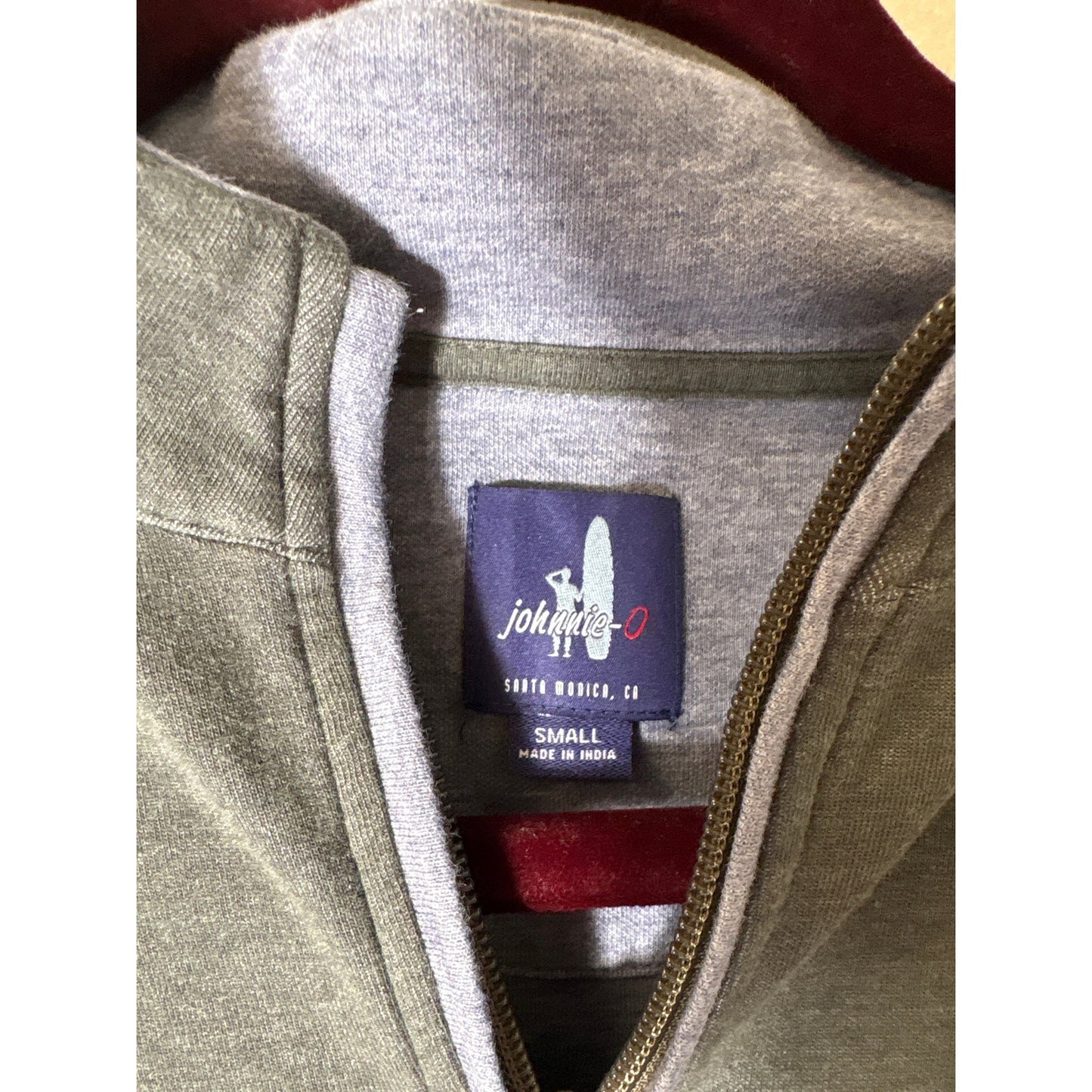Johnnie-O Gray Long Sleeve Quarter Zip Pullover Sz S