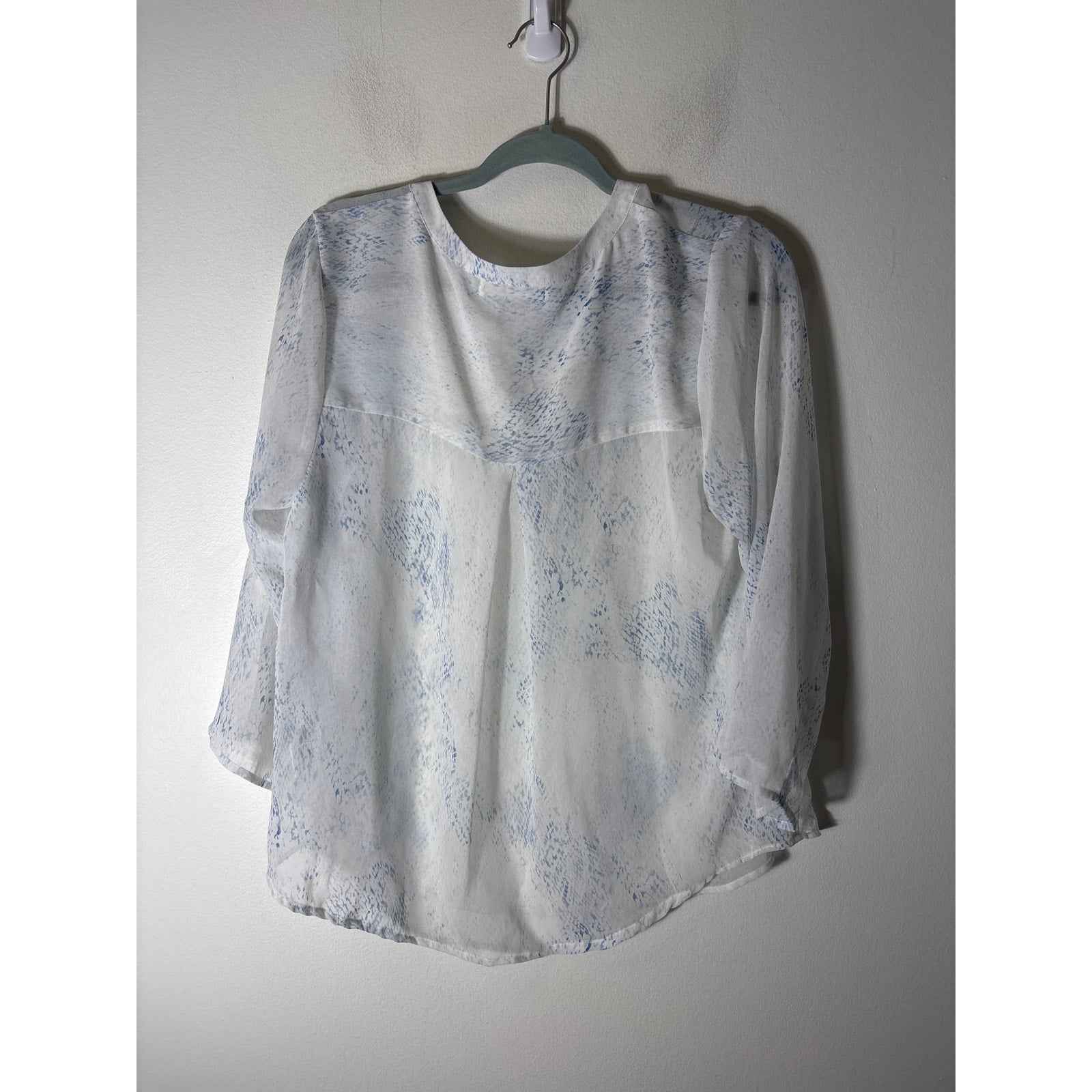 Pants Store White Blue Print Smocked Waist Tiered Flowy Skirt and Top Set Sz M