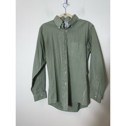 Brooks Brothers Green White Checked Long Sleeve Dress Shirt Sz 15-33