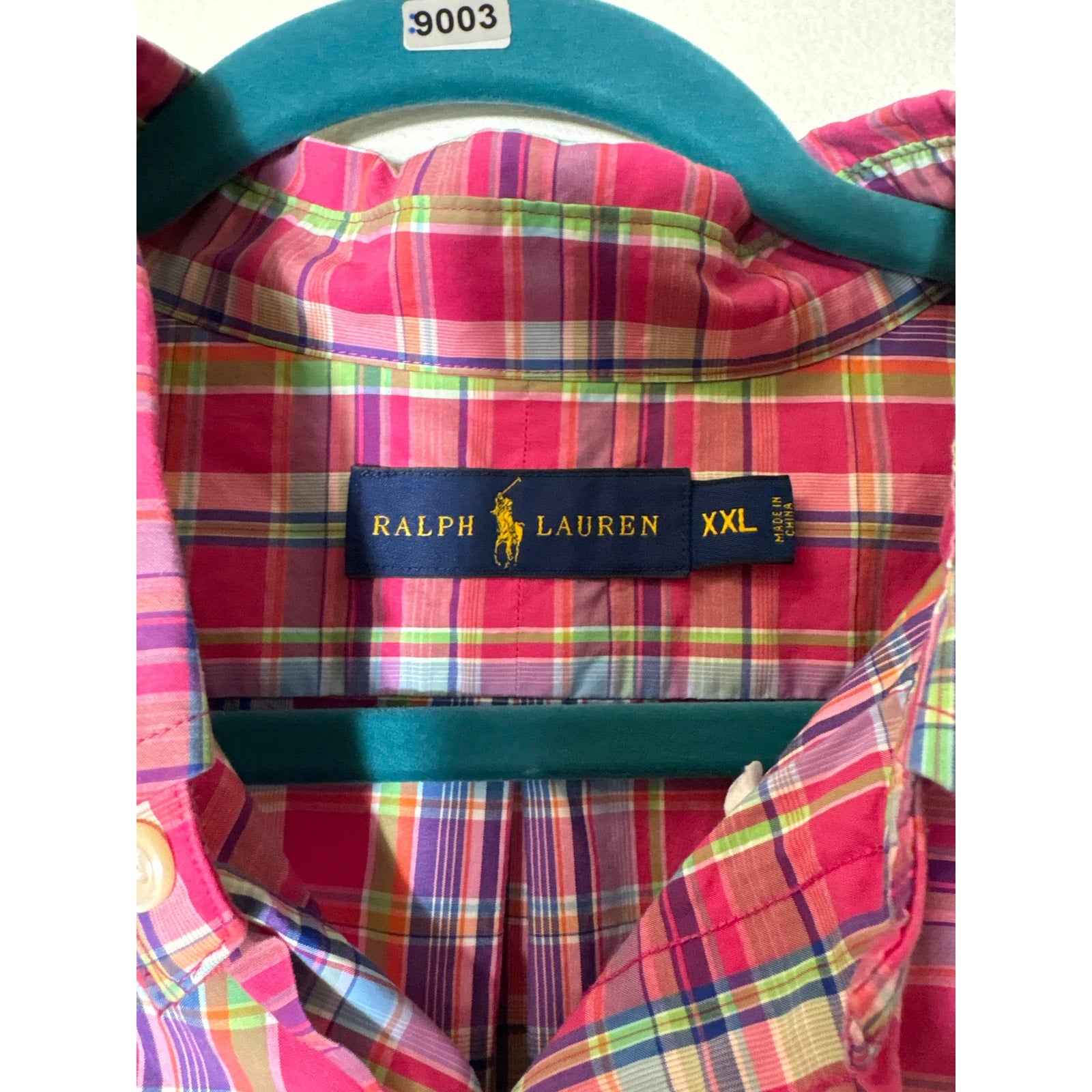 Men's Ralph Lauren Pinkish Plaid Long Sleeve Cotton Shirt Sz XXL